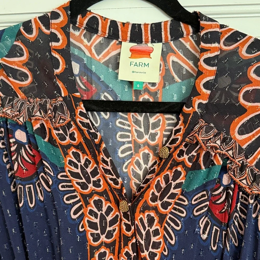 FARM Rio Navy and Coral Long Sleeve Dress - Picture 4 of 10